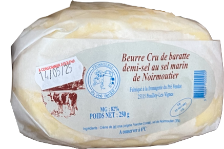 Beurre Cru Moule a la Main Demi-Sel PV - 250g x 10