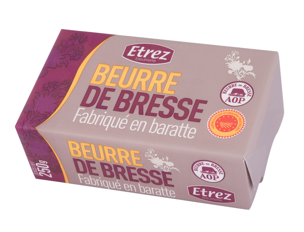 Beurre de Bresse AOP de baratte Extra fin gastronomique Plaquette EZ - 250g x 20