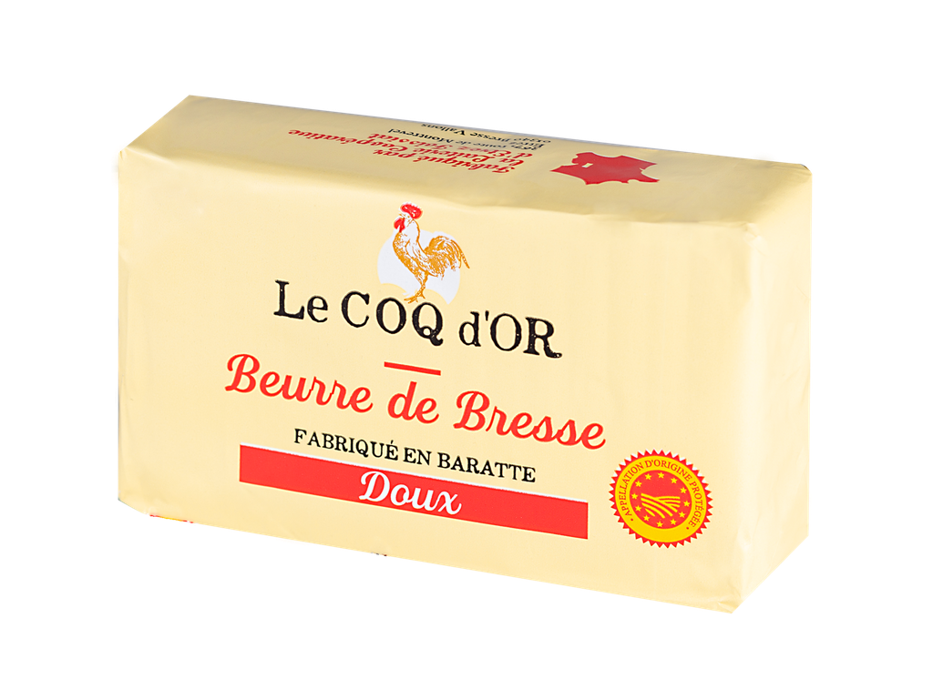 Beurre de Bresse AOP Le Coq d'Or Plaquette EZ - 250g x 20