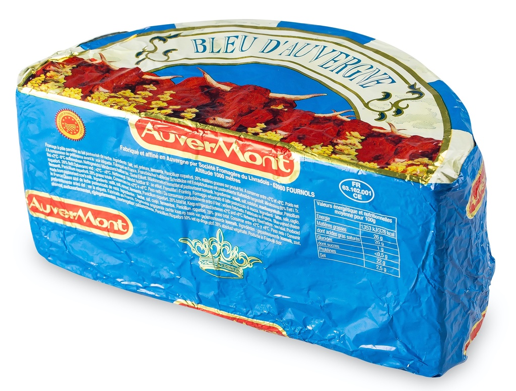 Bleu d'Auvergne AOP Auvermont 1/2 pain LS - 1,3Kg x 4