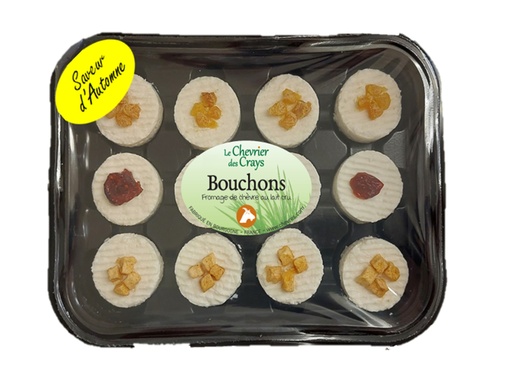 [0303095] Bouchons Chevre "Saveurs d'Automne" Abricot/Romarin, Cranberries, Pomme/Cannelle CT - (12g x 12) x 4
